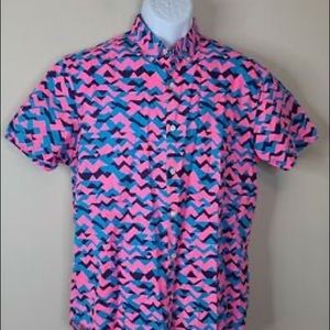 Bonobos Medium Pink Blue Short Sleeve Slim Fit Shirt